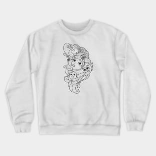 Girl Head With Cats And Snake Crewneck Sweatshirt